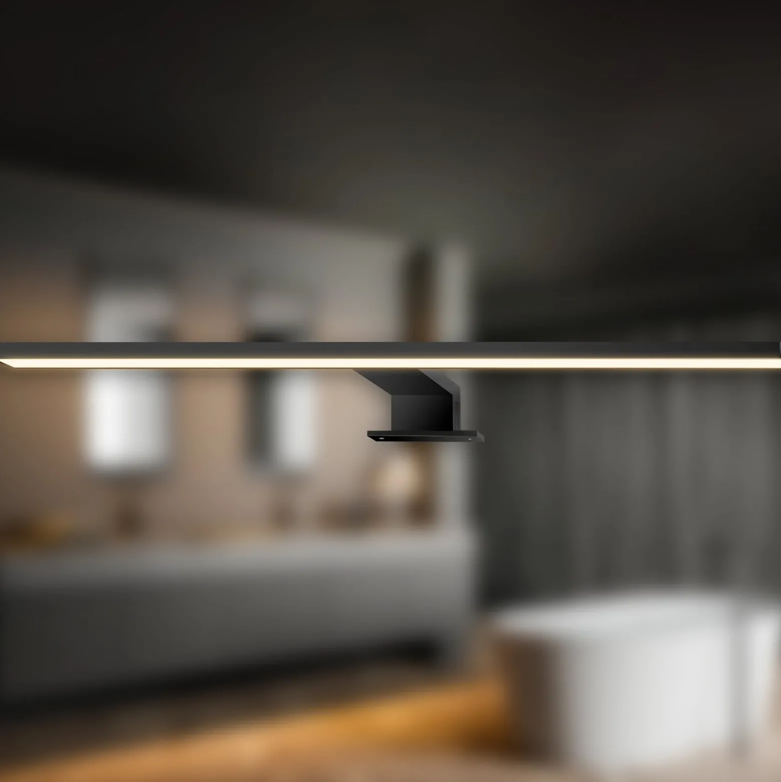 LED-peililamppu Dun 2 in 1, musta matta, IP44, pituus 50 cm