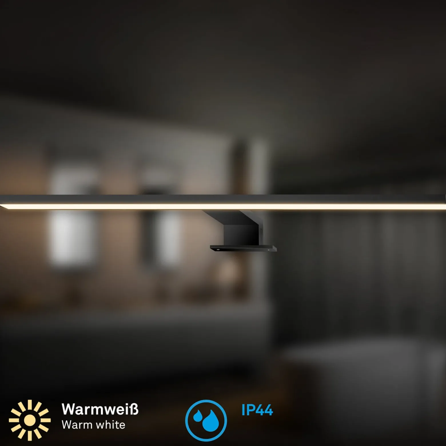 LED-peililamppu Dun 2 in 1, musta matta, IP44, pituus 50 cm