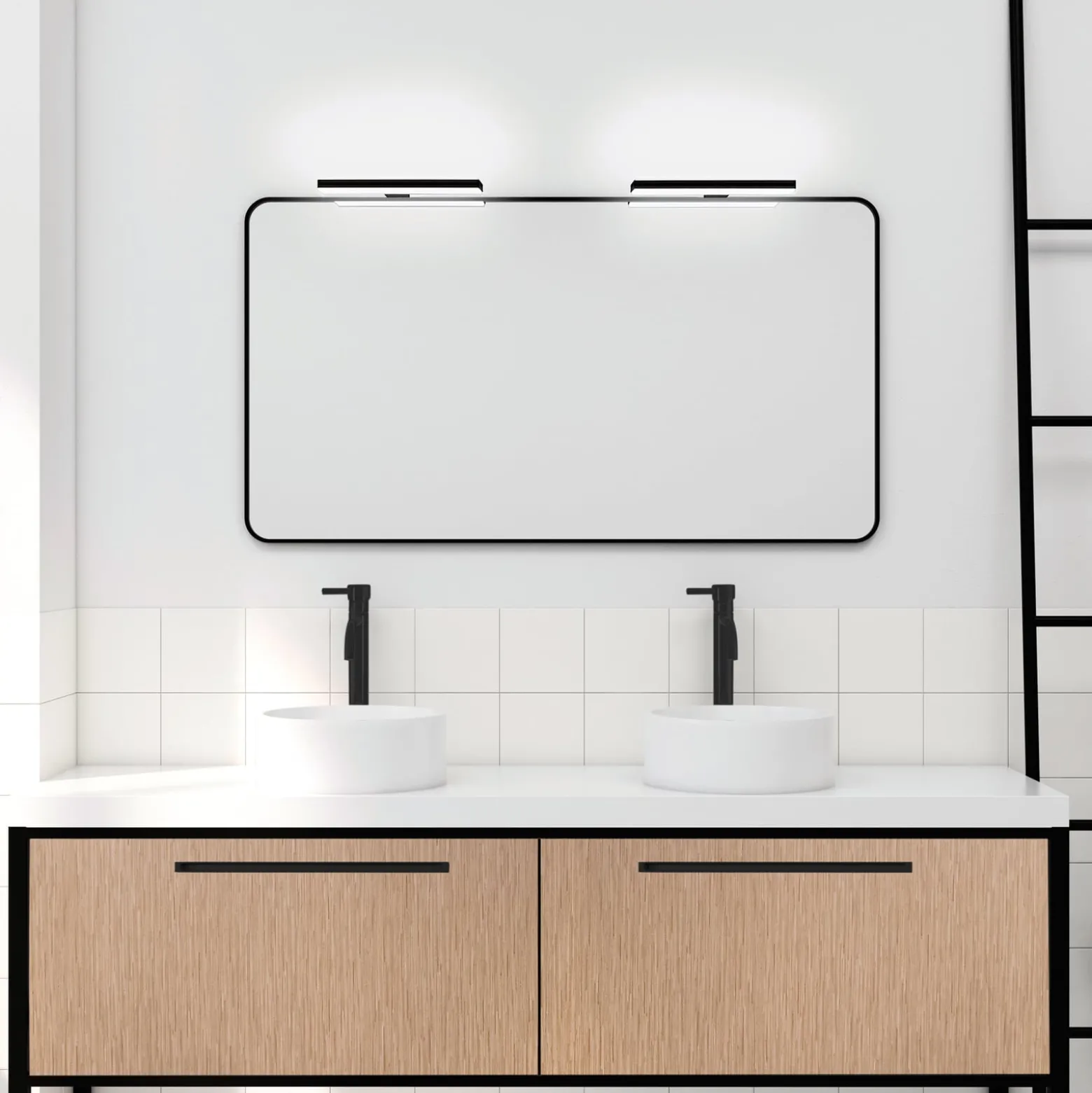 LED-peililamppu Veronica, leveys 30 cm, musta