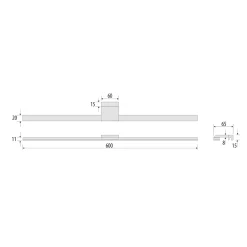 LED-peilivalaisin Triga IP44, kromi, 60cm, 4,000K