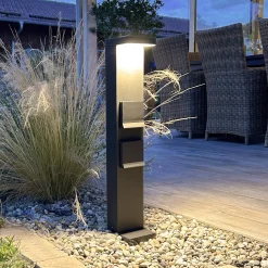 LED-pollarilamppu pistorasiapylväs Lerna, 60 cm, tummanharmaa alumiini