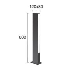 LED-pollarivalaisin Lir, korkeus 60 cm, tummanharmaa metalli