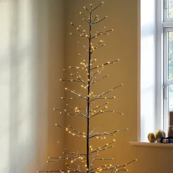 LED puu Isaac korkeus 210cm ruskea, valkoinen luminen