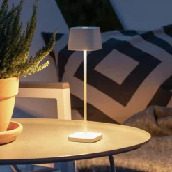 LED-pöytälamppu Capri-Mini ulkokäyttöön, valkoinen