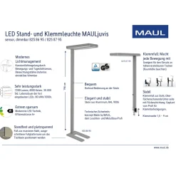 LED-pöytälamppu MAULjuvis, hopea, 120 cm himmennettävä kiinnityskanta