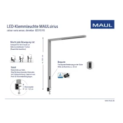 LED-pöytälamppu MAULsirius, valkoinen, himmennettävä, CCT, kiinnityskanta