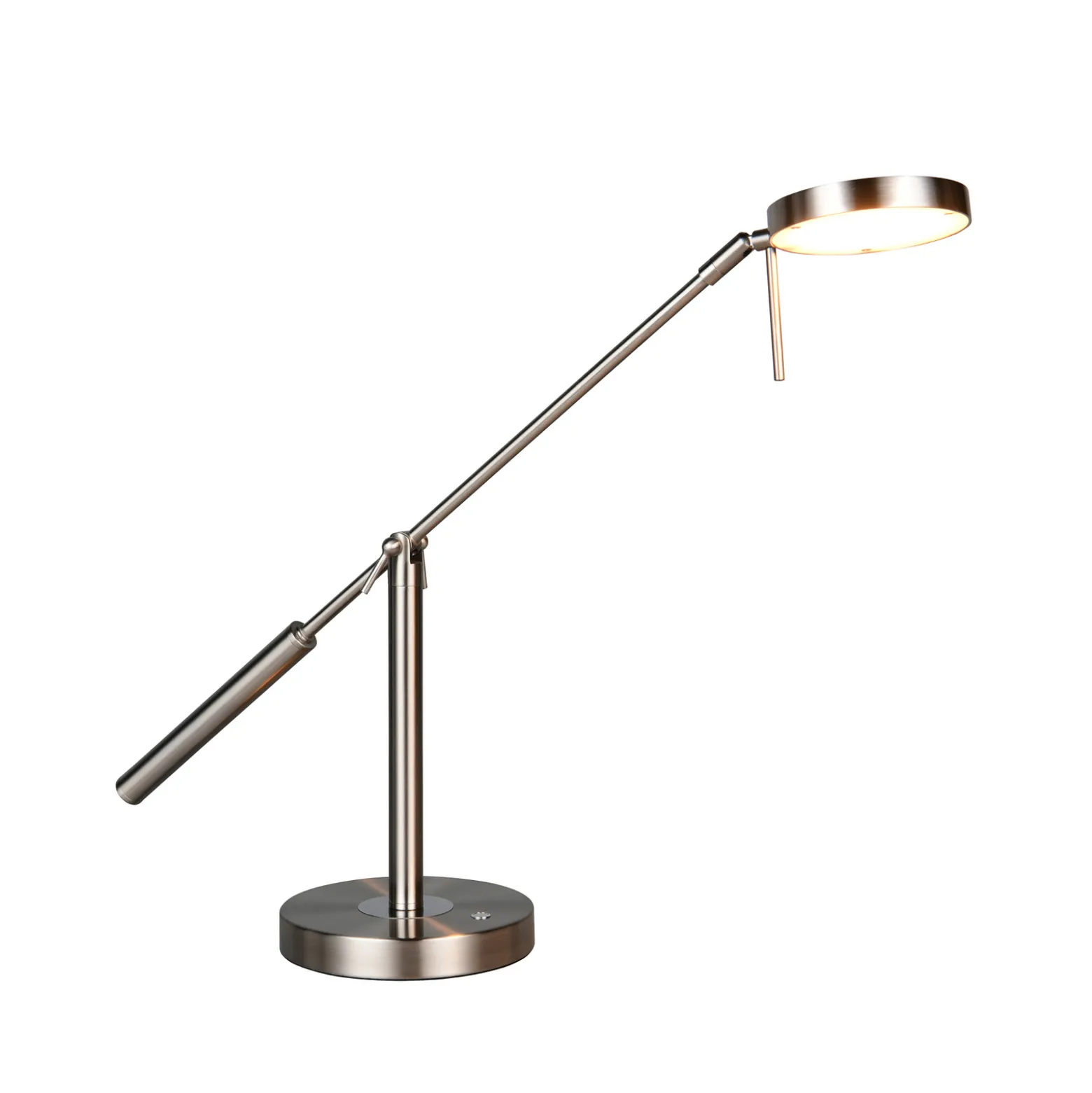 LED-pöytälamppu Monza, nikkelivärinen, korkeus 52 cm, metalli
