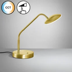 LED-pöytälamppu Tallri, messinki, korkeus 60 cm, CCT, kosketusdimmeri
