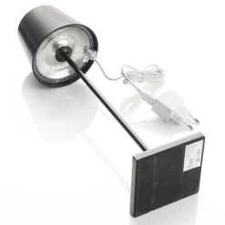 LED-pöytälamppu Toc USB-laturilla, IP54, musta