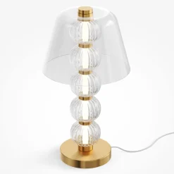 LED-pöytävalaisin AMULET, korkeus 45 cm, kullanvärinen, metalli/lasi