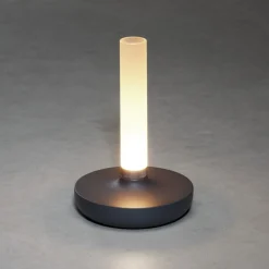 LED-pöytävalaisin Biarritz, IP54, akku, CCT harmaa