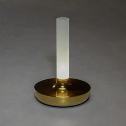 LED-pöytävalaisin Biarritz, IP54, akku, CCT, kulta