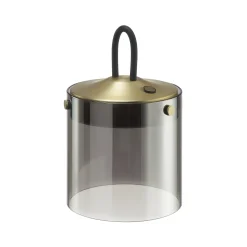 LED-pöytävalaisin Lumeo, Ø 13 cm, messinkivärinen/savuharmaa