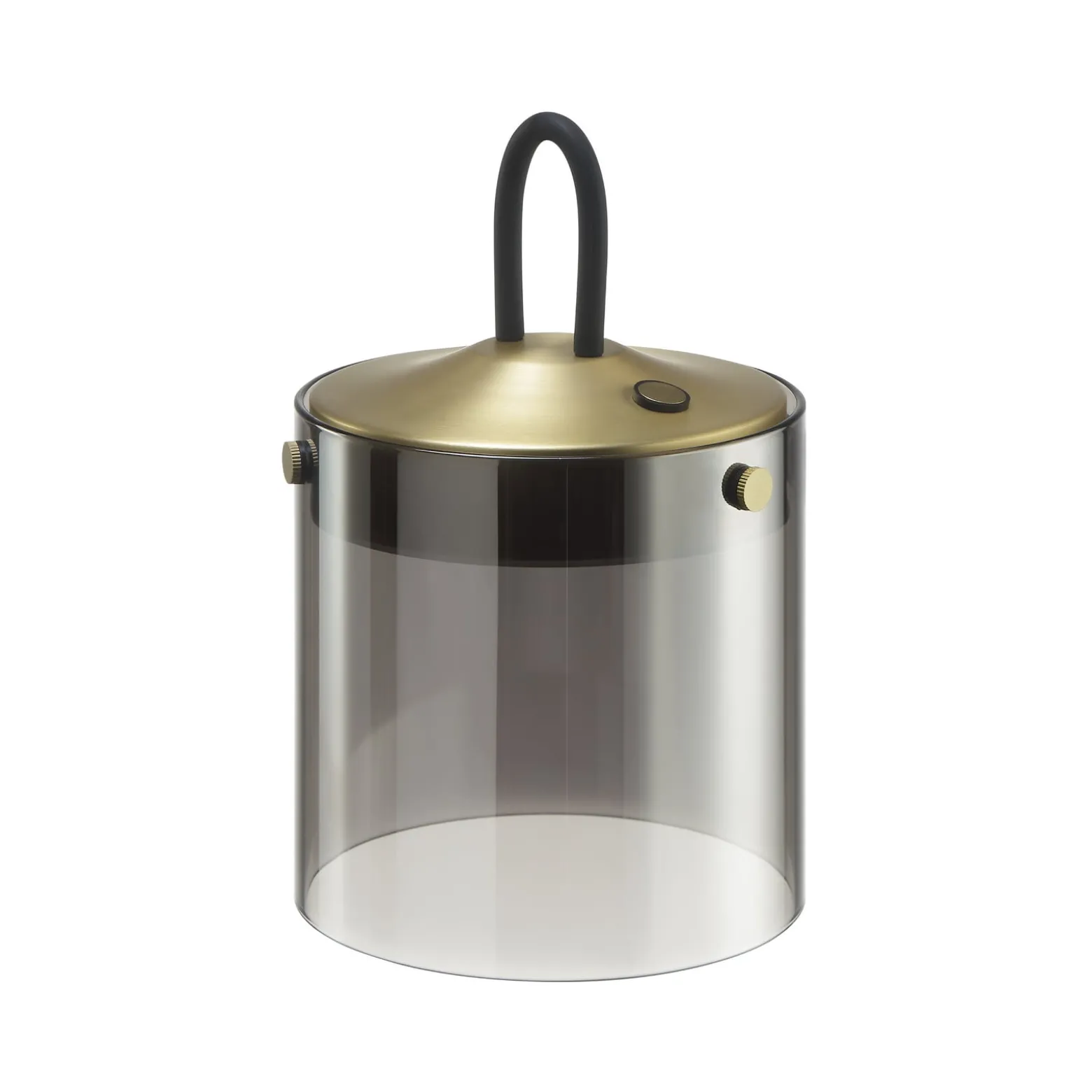 LED-pöytävalaisin Lumeo, Ø 13 cm, messinkivärinen/savuharmaa