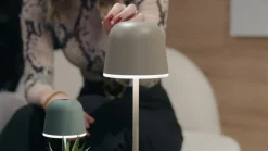 LED-pöytävalaisin Mannera, akku, hiekka