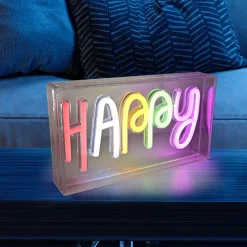 LED-pöytävalaisin Neon Happy, USB