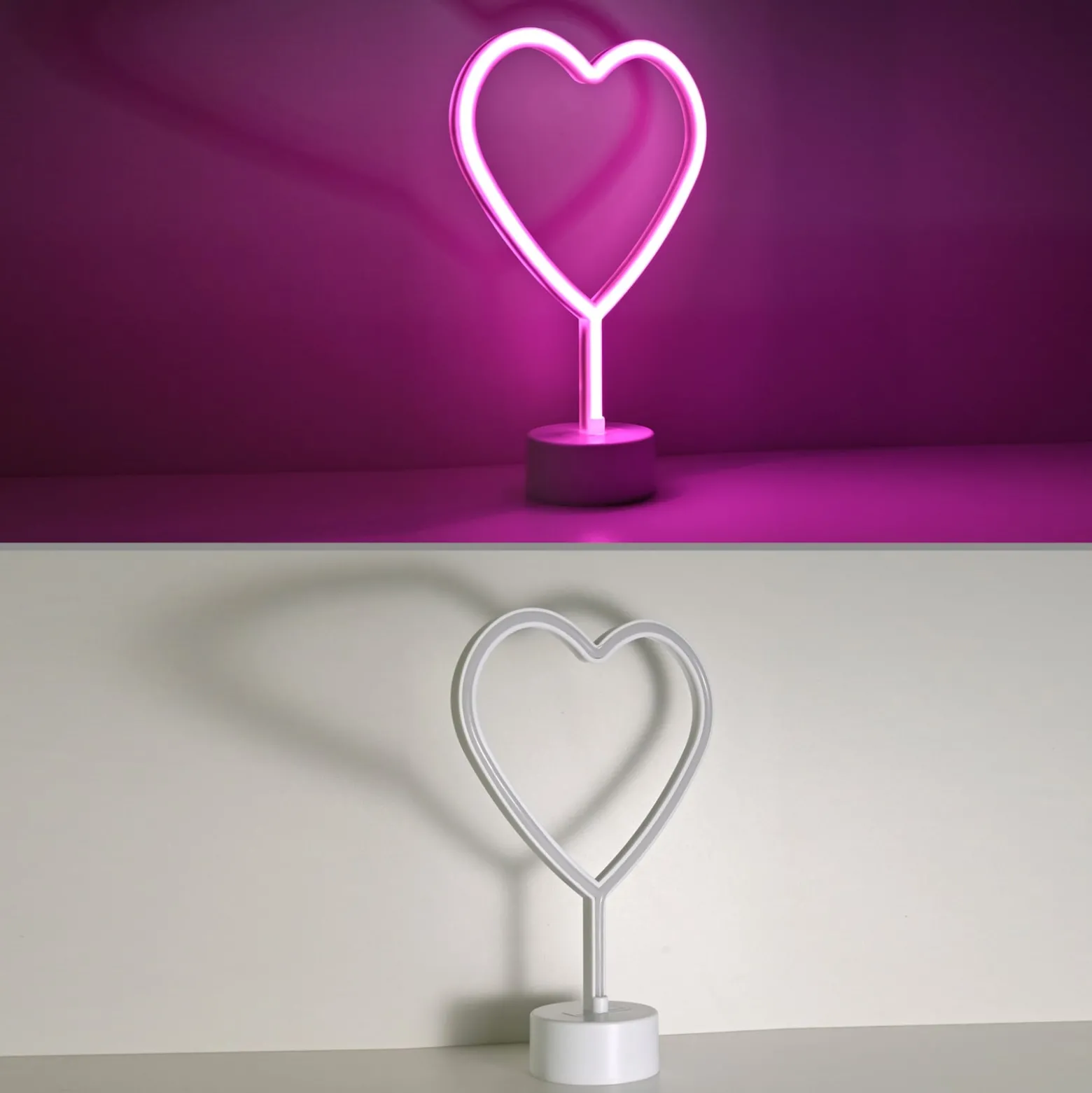 LED-pöytävalaisin Neon Herz, paristokäyttöinen