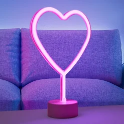 LED-pöytävalaisin Neon Herz, paristokäyttöinen