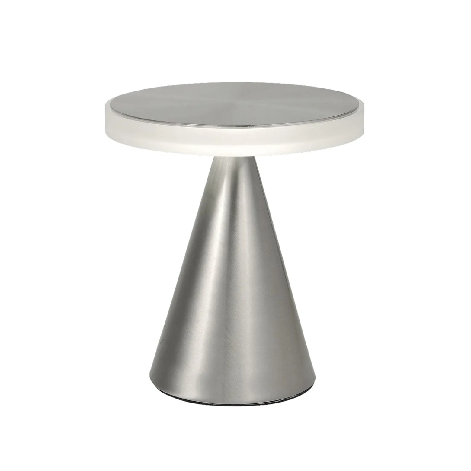 LED-pöytävalaisin Neutra, korkeus 27 cm, nikkeli, kosketushimmennin