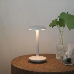 LED-pöytävalaisin Petit, greige, alumiini, IP44