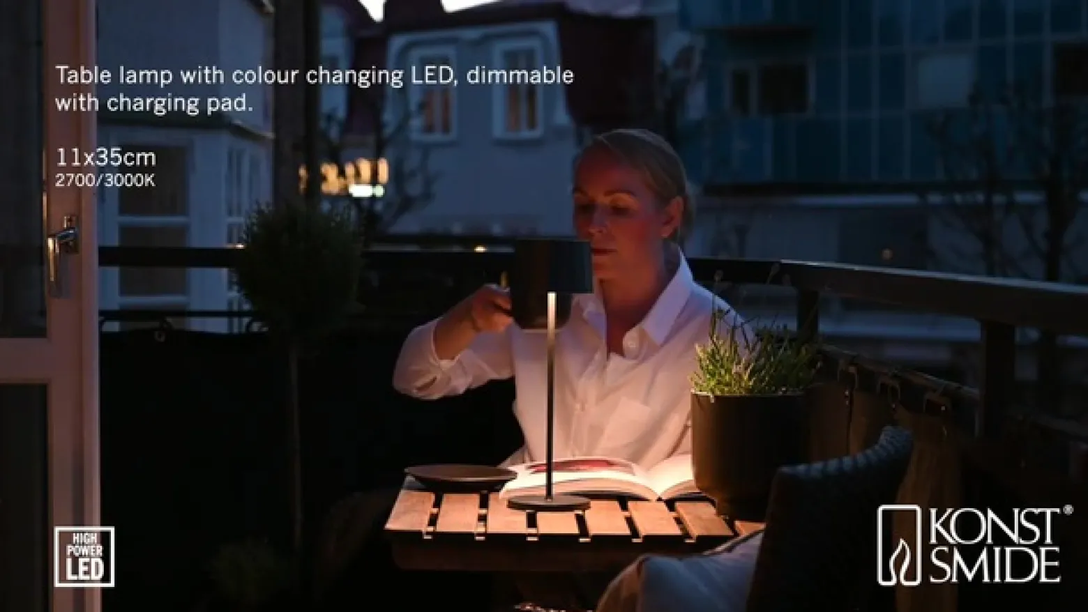LED-pöytävalaisin Positano ulkokäyttöön, musta