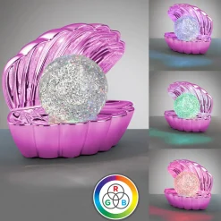 LED-pöytävalaisin Shelly, vaaleanpunainen, muovi, 18 cm, RGB