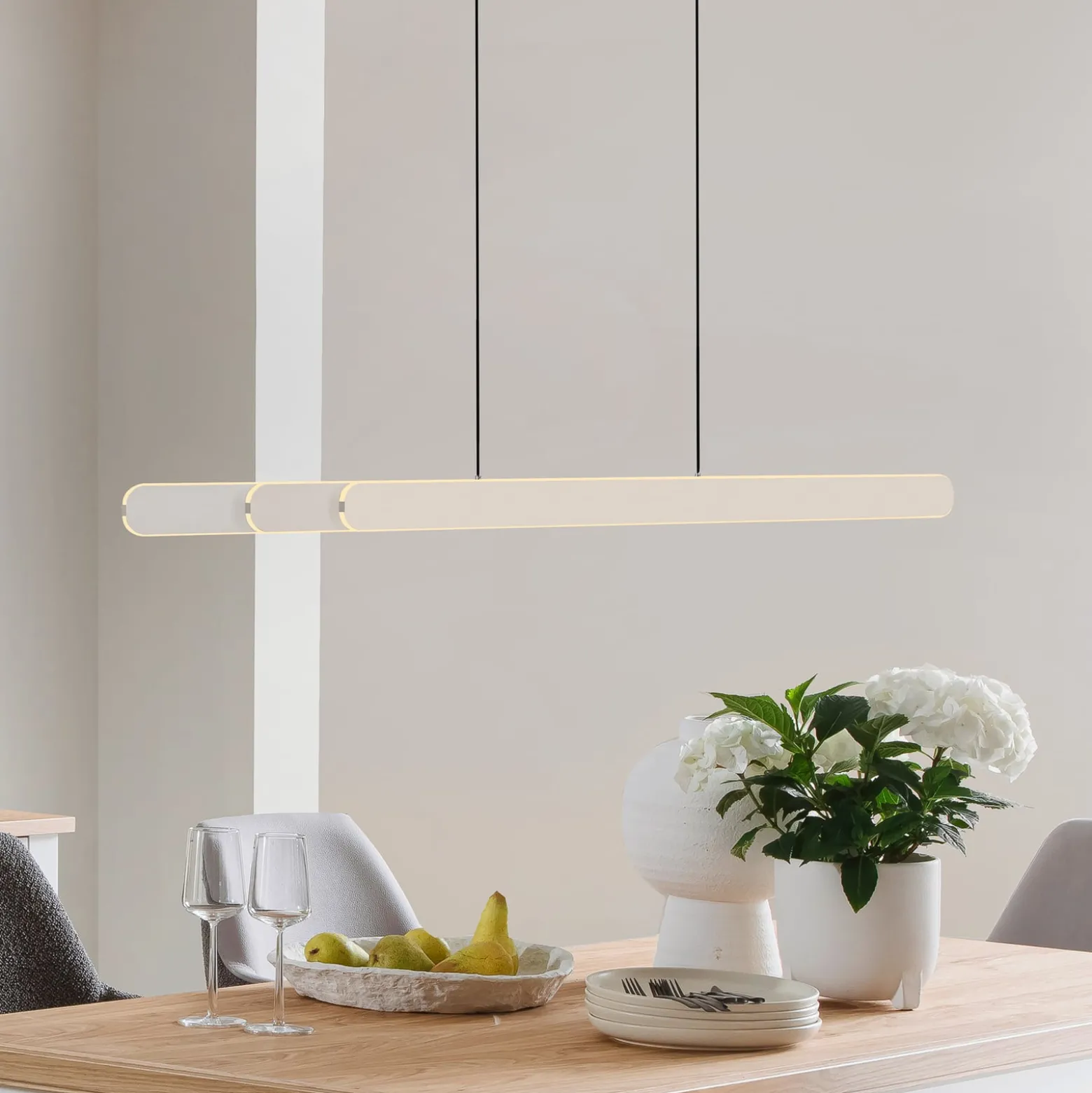 LED-riippuvalaisin ADRIANA ROUND, beige, pituus 160 cm, metalli, CCT