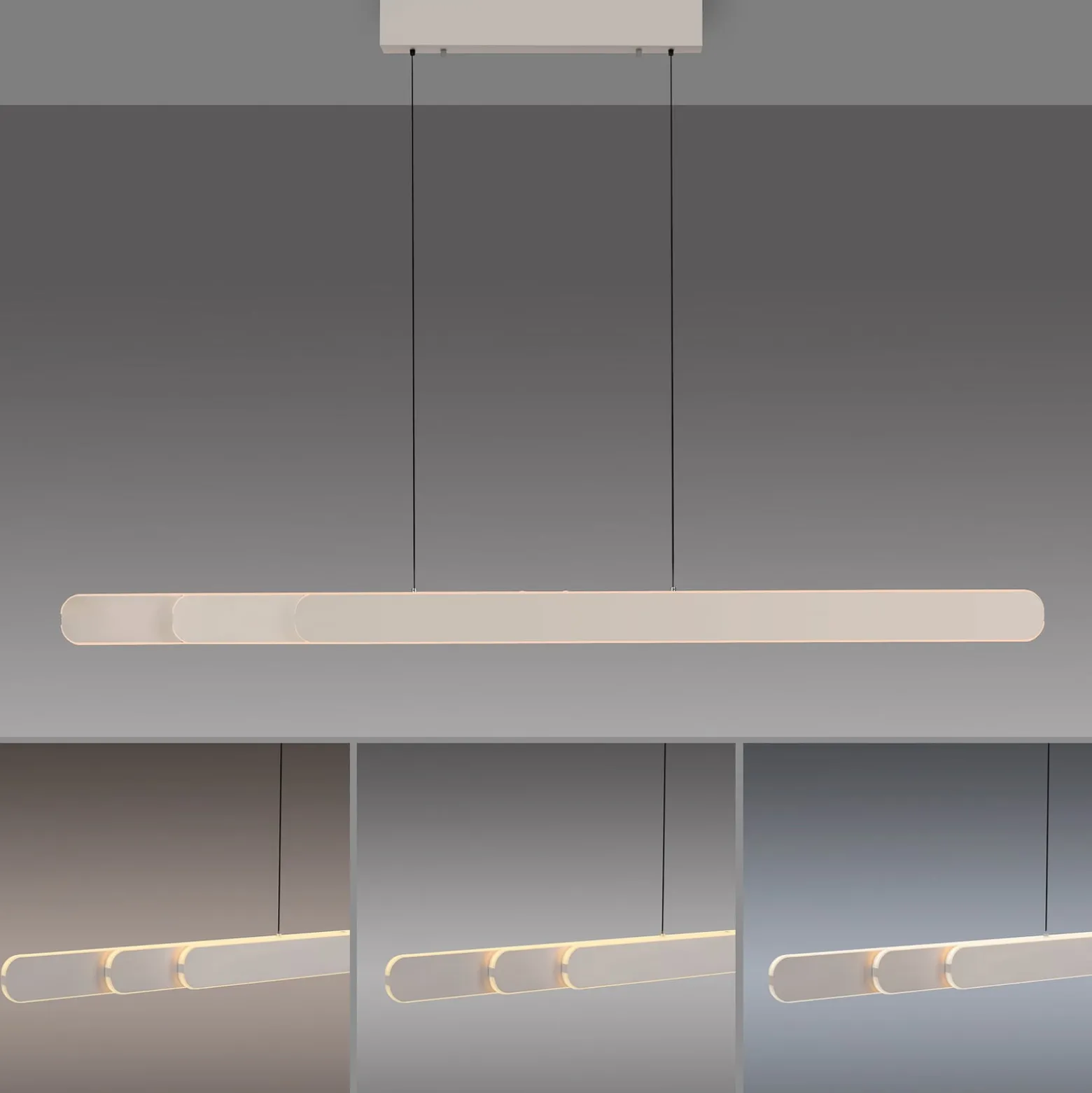 LED-riippuvalaisin ADRIANA ROUND, beige, pituus 160 cm, metalli, CCT