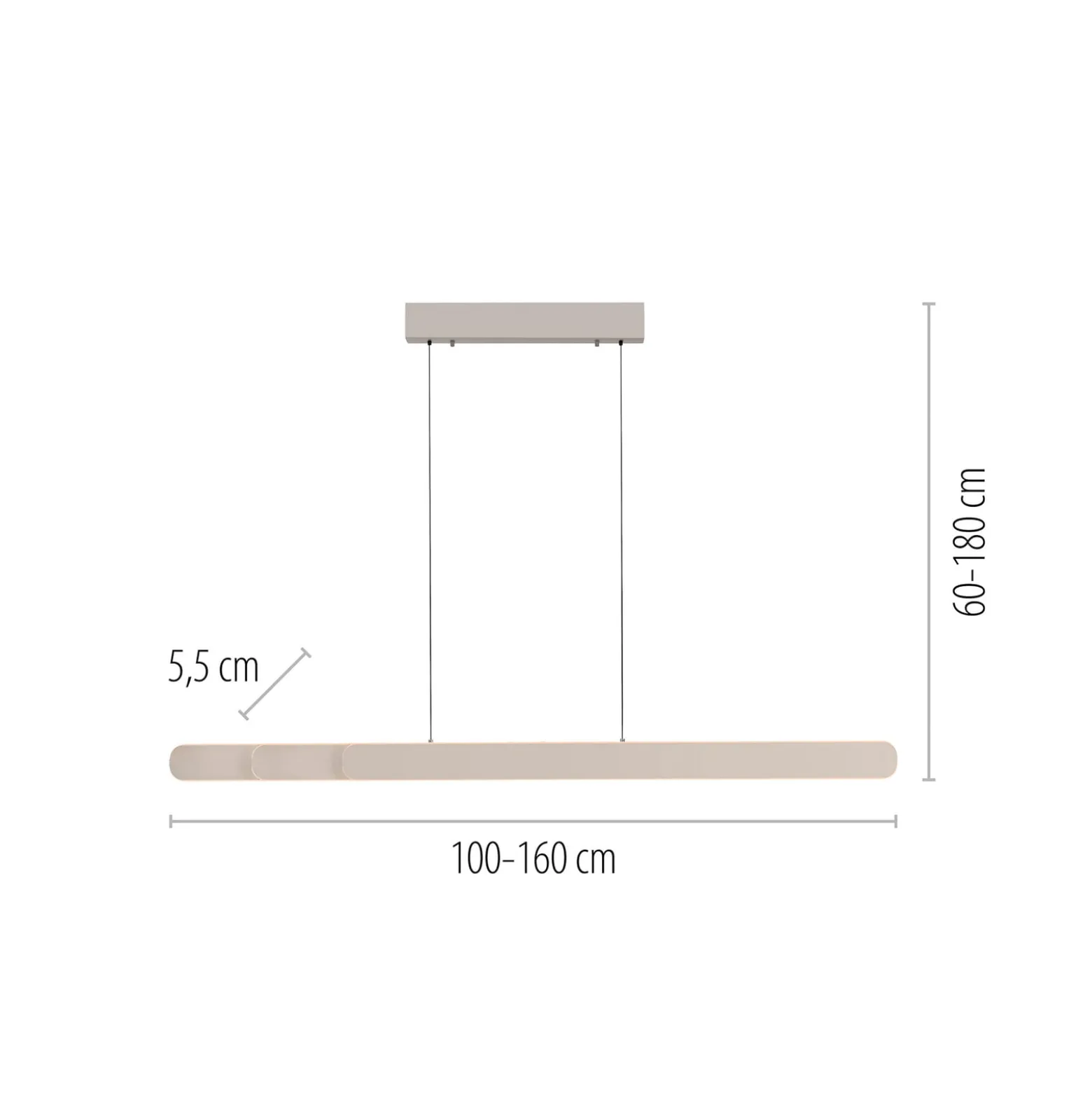 LED-riippuvalaisin ADRIANA ROUND, beige, pituus 160 cm, metalli, CCT