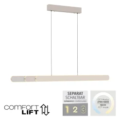LED-riippuvalaisin ADRIANA ROUND, beige, pituus 160 cm, metalli, CCT