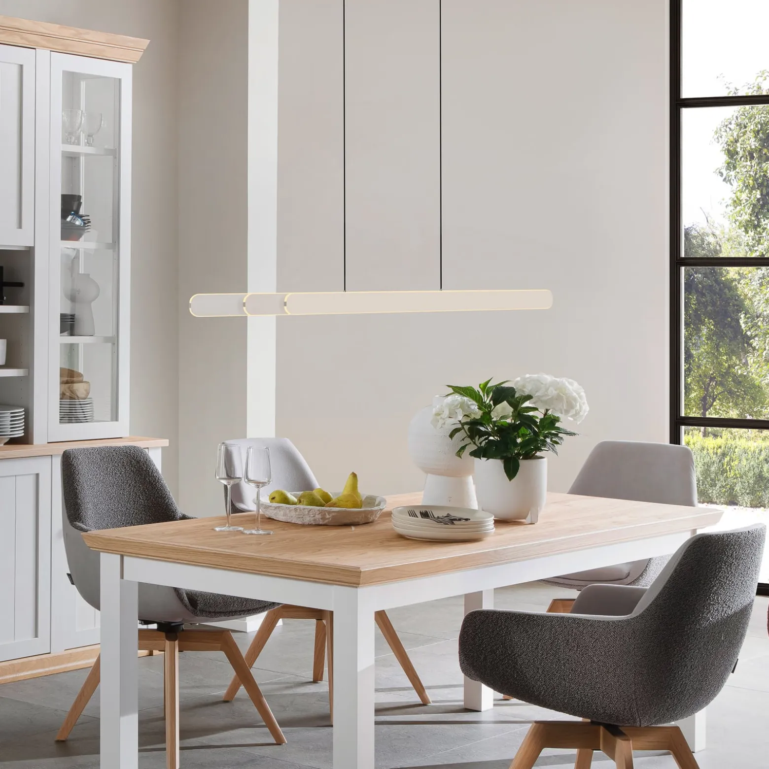 LED-riippuvalaisin ADRIANA ROUND, beige, pituus 160 cm, metalli, CCT