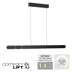 LED-riippuvalaisin ADRIANA ROUND, musta, pituus 160 cm, metalli, CCT