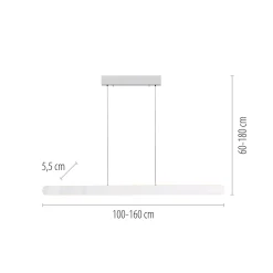 LED-riippuvalaisin ADRIANA ROUND, valkoinen, pituus 160 cm, metallia, CCT