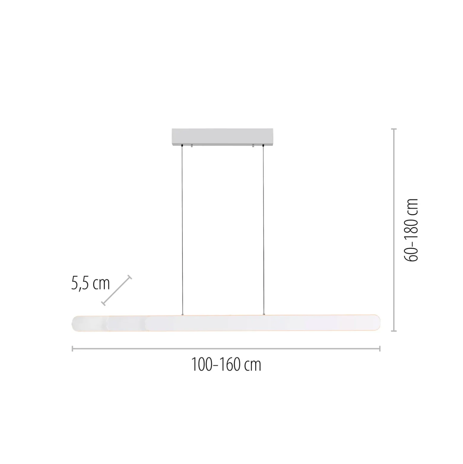LED-riippuvalaisin ADRIANA ROUND, valkoinen, pituus 160 cm, metallia, CCT