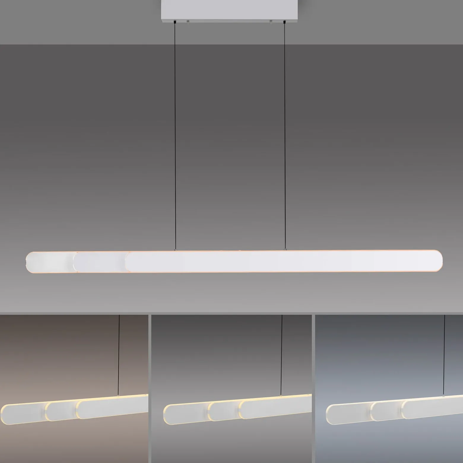 LED-riippuvalaisin ADRIANA ROUND, valkoinen, pituus 160 cm, metallia, CCT