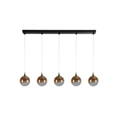 LED-riippuvalaisin Alchemy, 5-valo, musta, meripihka, lasi