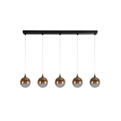 LED-riippuvalaisin Alchemy, 5-valo, musta, meripihka, lasi