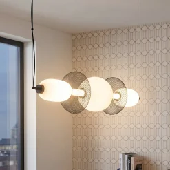 LED-riippuvalaisin Arame, musta/valkoinen, lasi, pituus 93,5 cm