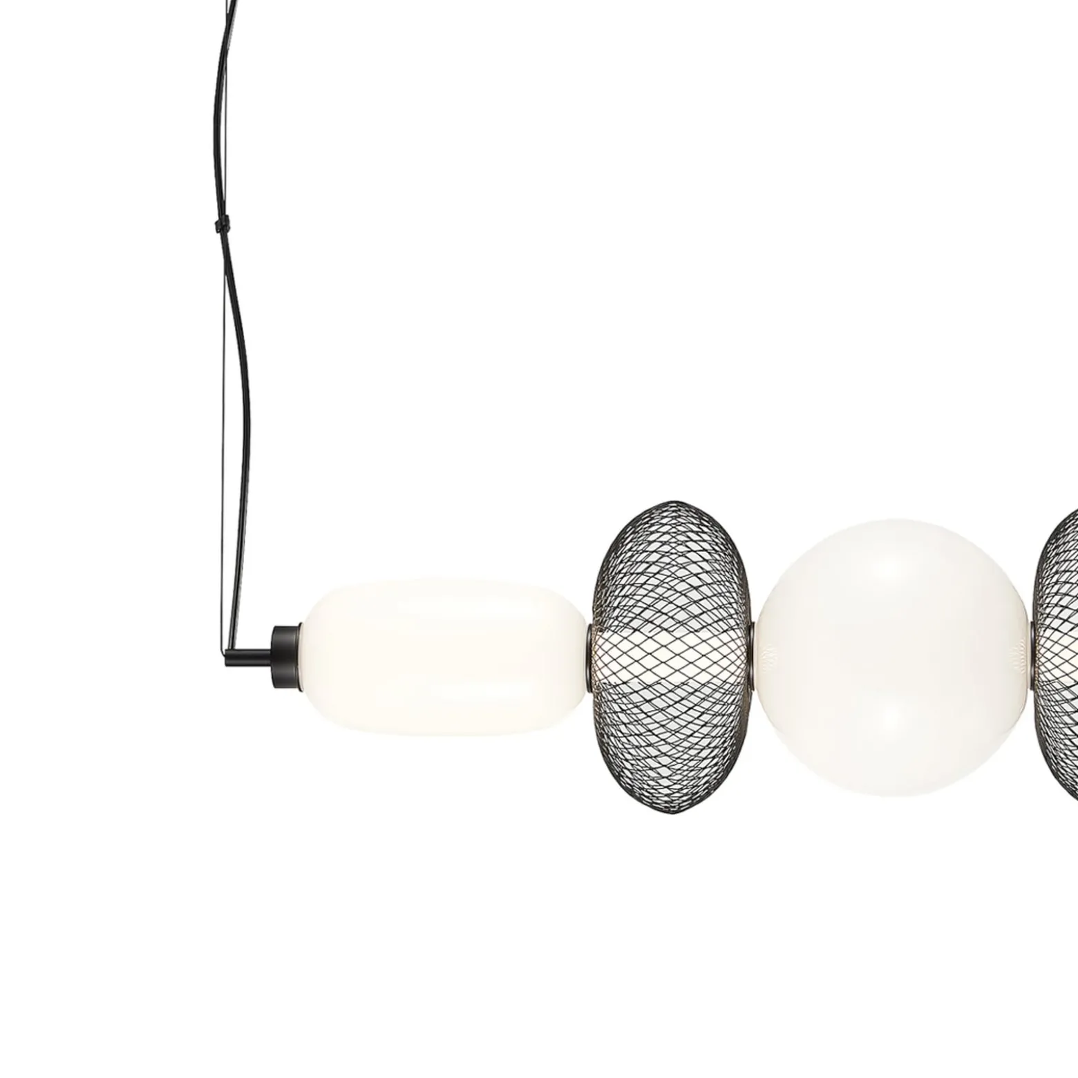 LED-riippuvalaisin Arame, musta/valkoinen, lasi, pituus 93,5 cm