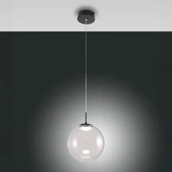 LED-riippuvalaisin Ariel, 1-valo, Ø 25cm, lasi, himmennin, CCT