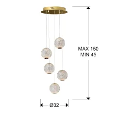 LED-riippuvalaisin Austral kulta/kirkas 5x, pyöreä