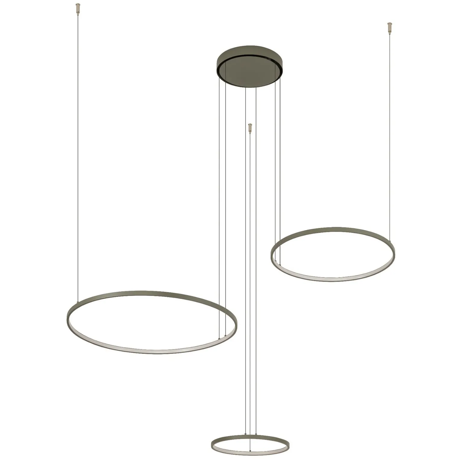 LED-riippuvalaisin CIRCOLO, oliivinvihreä, Ø 30/45/60 cm, 3-lamppuinen