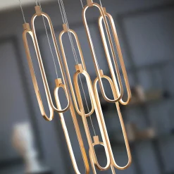 LED-riippuvalaisin Colette, 9-lamppuinen, pyöreä, ruusukultainen