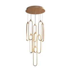 LED-riippuvalaisin Colette, 9-lamppuinen, pyöreä, ruusukultainen
