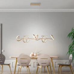 LED-riippuvalaisin Curls, messinkiä, metallia, 99 cm pitkä, himmennettävä