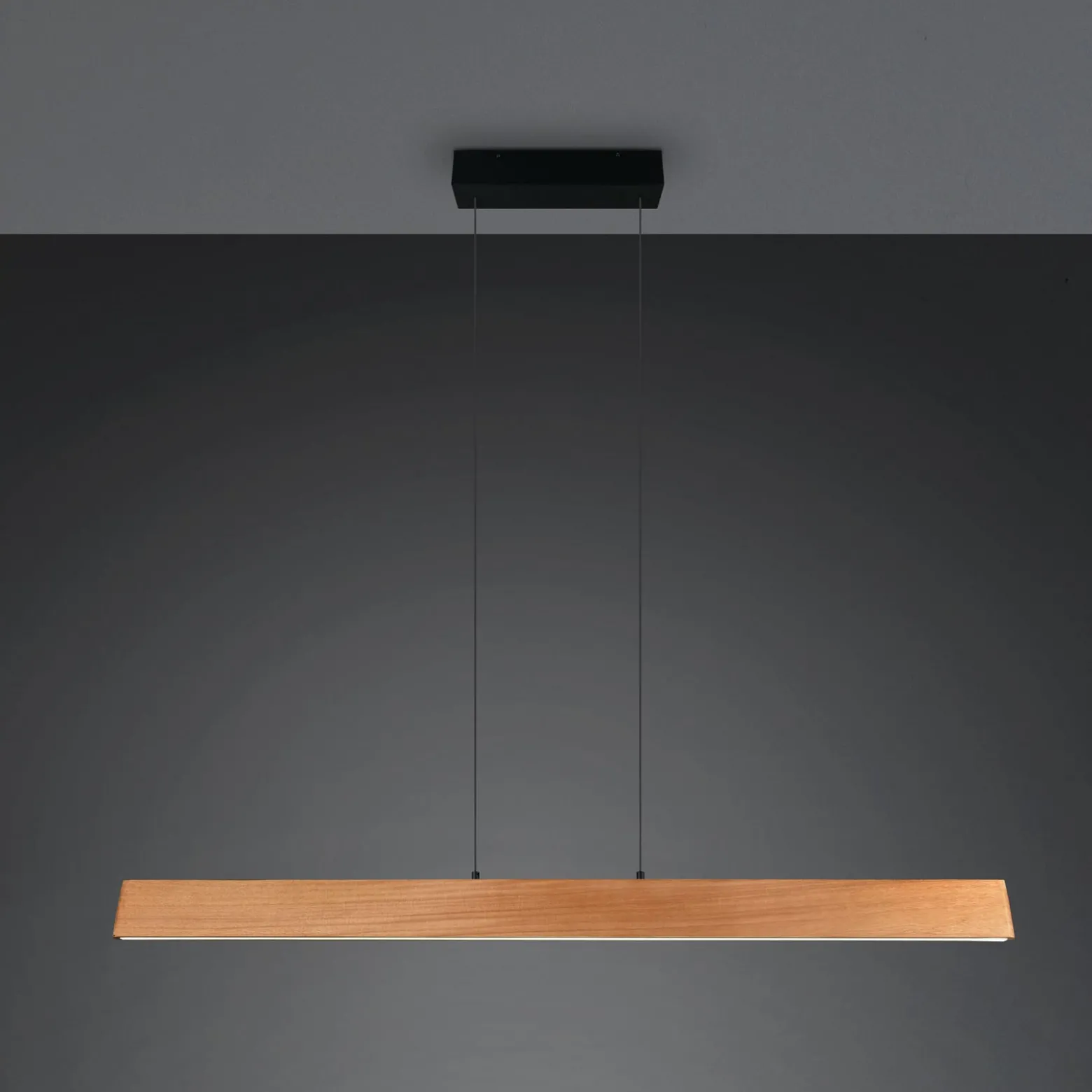 LED-riippuvalaisin Edgewood, pituus 150 cm, puunvärinen puu, CCT