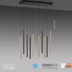 LED-riippuvalaisin Flute, himmennys, 10-lamppuinen