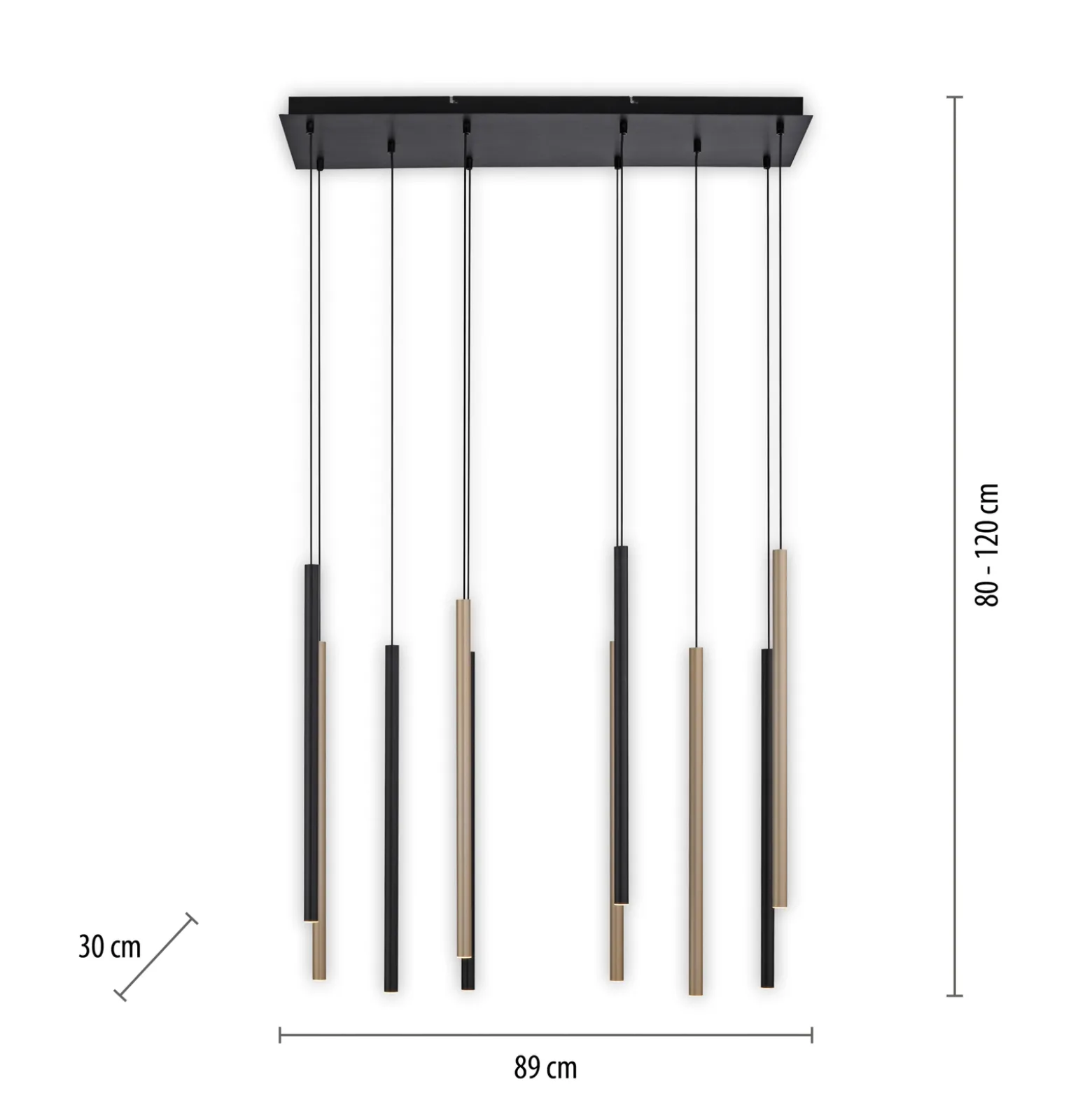 LED-riippuvalaisin Flute, himmennys, 10-lamppuinen