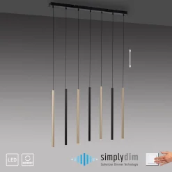 LED-riippuvalaisin Flute, himmennys, 7-lamppuinen