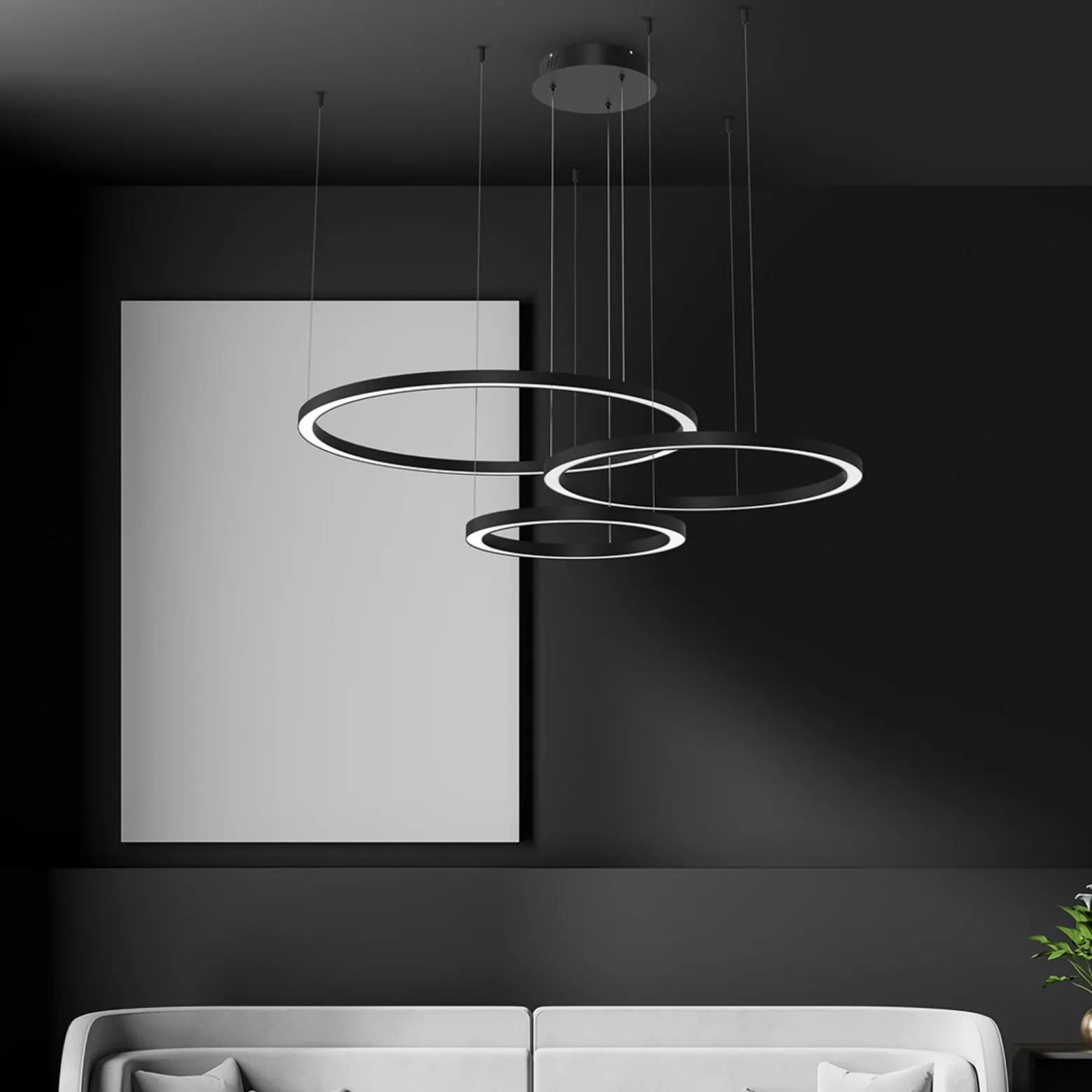 LED-riippuvalaisin Galaxia, muovi, musta, 3-lamppuinen, 85 W